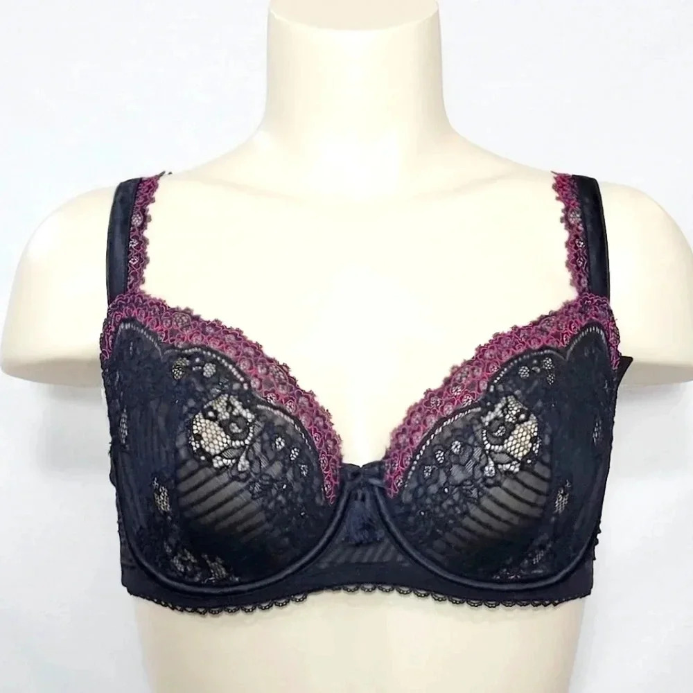 34C Paramour 115056 Amourette Unlined Lace Bra Black NWT